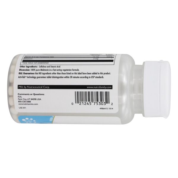 Comprar 100 % Pure Melatonina de ação rápida 3 mg. - 60 Tablets Kal - Imagem 4