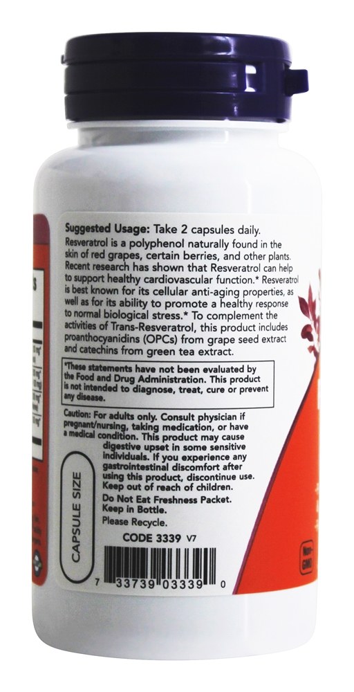 Comprar Resveratrol natural 50 mg . - 60 Cápsula (s) vegetal (s) NOW Foods - Imagem 3