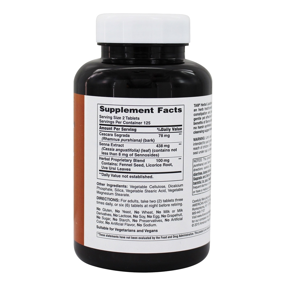 Comprar Tam Herbal Laxante - 250 Tablets American Health - Imagem 2
