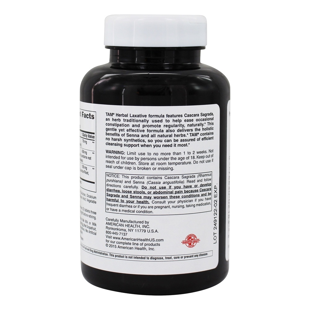 Comprar Tam Herbal Laxante - 250 Tablets American Health - Imagem 3
