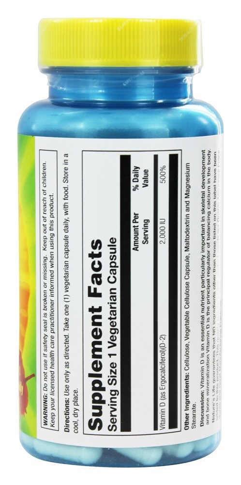 Comprar Vitamina D2 2000 UI - Cápsulas vegetarianas 90 Nature's Life - Imagem 2