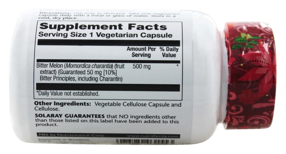 Comprar Potência Garantida Extrato de Melão Amargo 500 mg. - Cápsulas 30 Solaray - Imagem 2