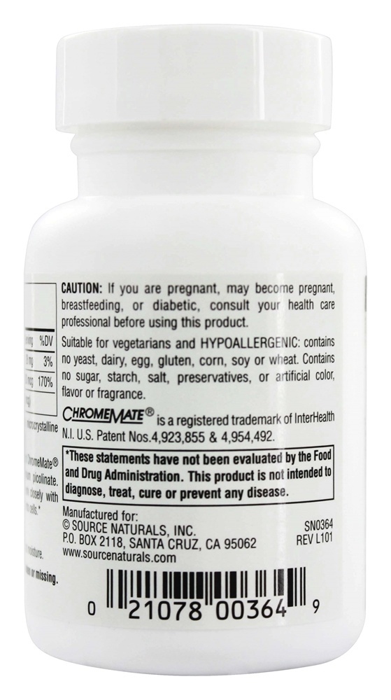 Comprar Complexo Cromo Ultra cromo Picolinato de Cromo GTF 200 mcg. - 120 Tablets Source Naturals - Imagem 3