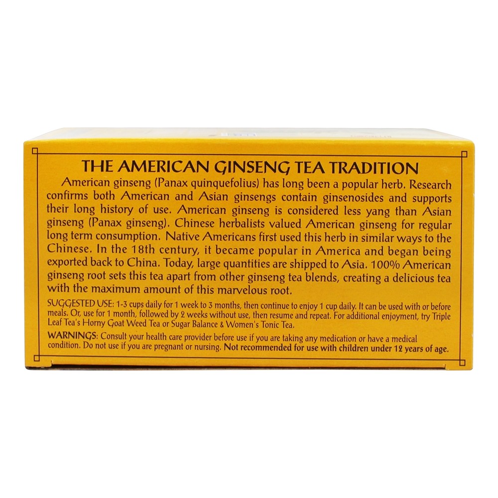 Comprar Chá de raiz de ginseng americano - 20 Saquinhos de Chá Triple Leaf Tea - Imagem 3