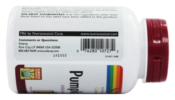 Comprar Óleo de Semente de Abóbora com Potência Garantida 1000 mg. - 90 Softgels Solaray - Imagem 4
