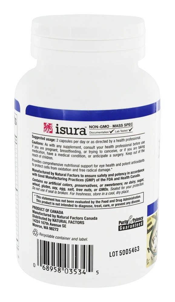 Comprar Fatores Avançados do Olho com 7.5 mg Luteína - Cápsulas 60 Natural Factors - Imagem 3