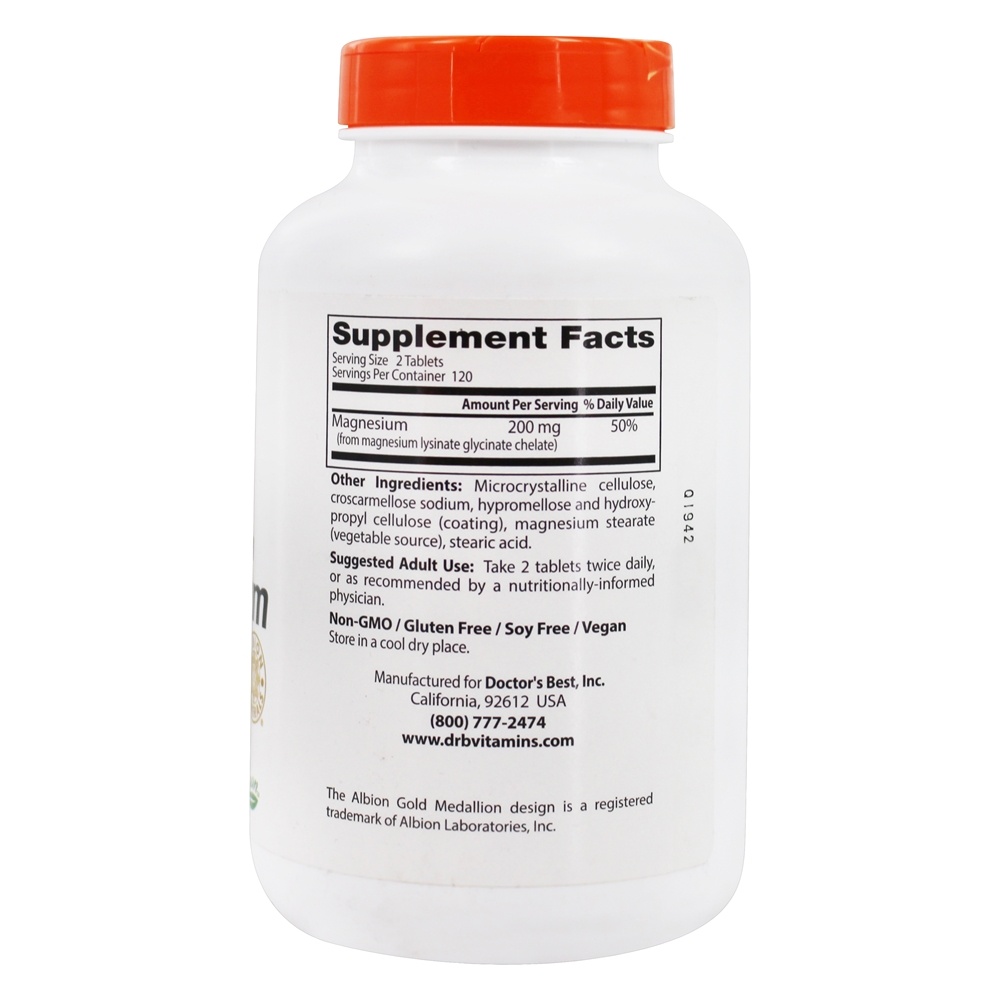 Comprar Magnésio de Alta Absorção 100% Quelato 100 mg. - 240 Tablets Doctor's Best - Imagem 2