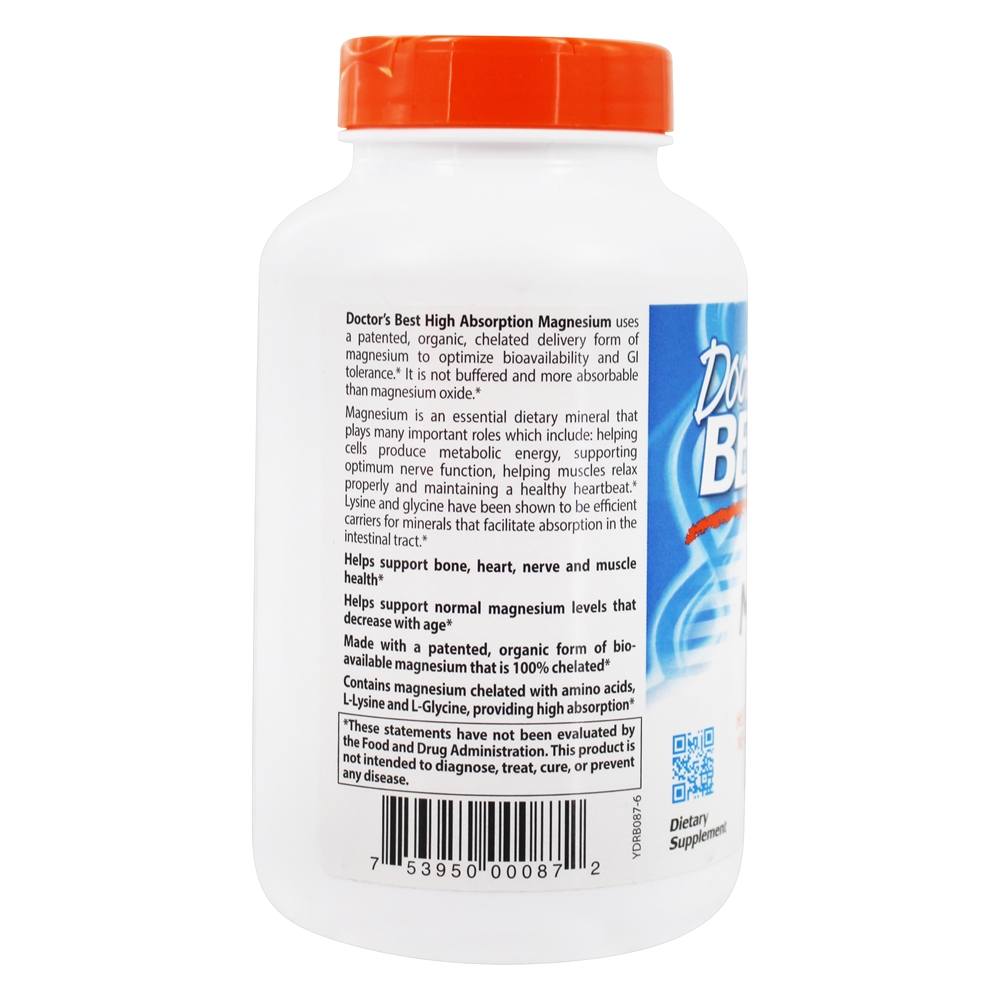 Comprar Magnésio de Alta Absorção 100% Quelato 100 mg. - 240 Tablets Doctor's Best - Imagem 3