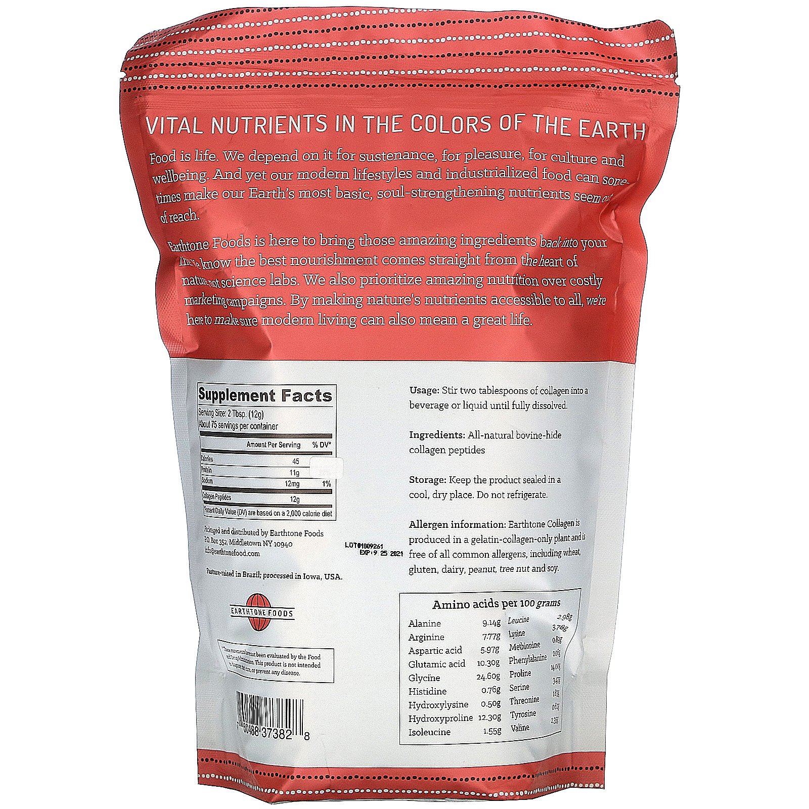 Comprar Earthtone Foods, Grass Fed Collagen Peptides, 32 oz (907 g) - Imagem 2