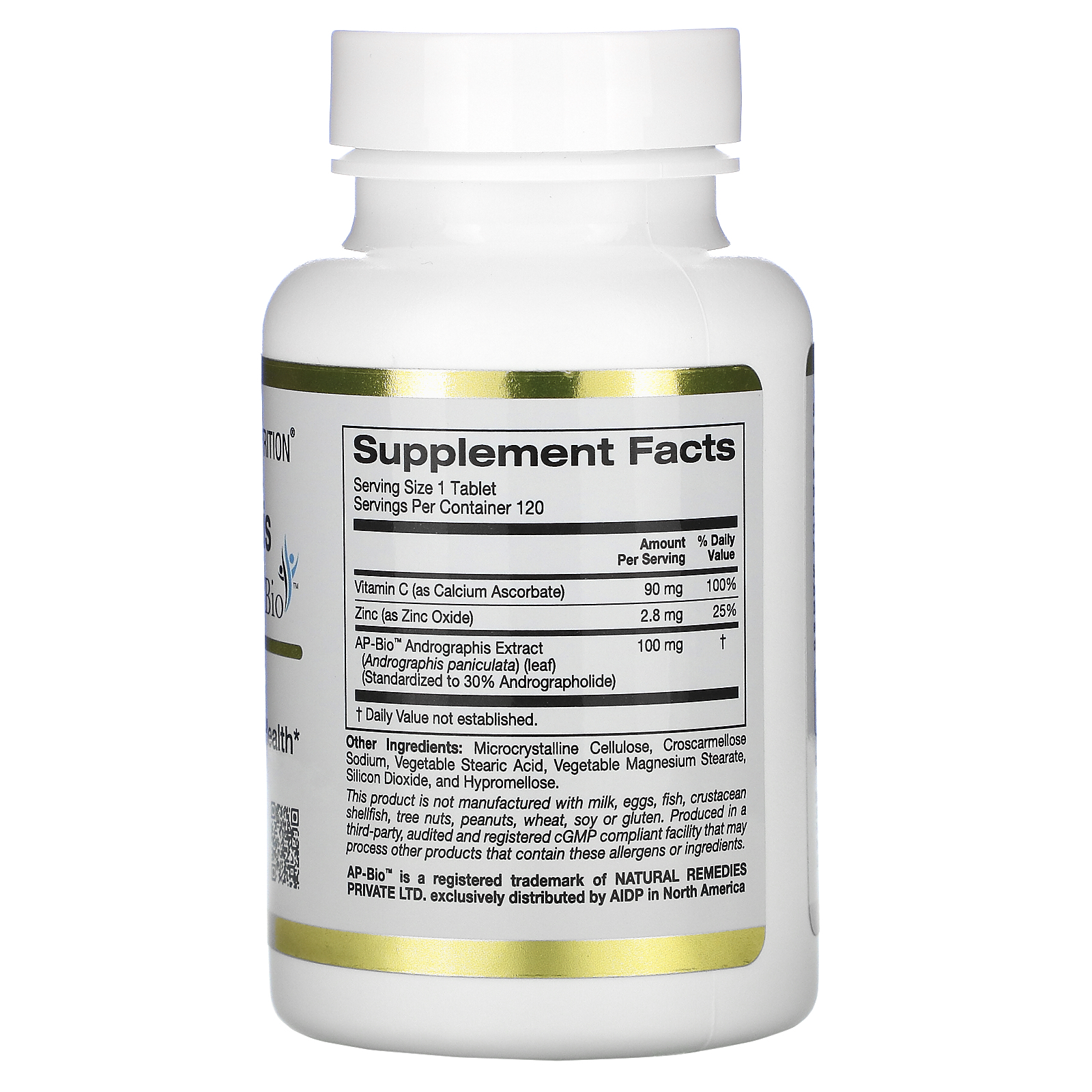 Comprar California Gold Nutrition, Andrographis Immune com AP-Bio, 100 mg, 120 Comprimidos - Imagem 2
