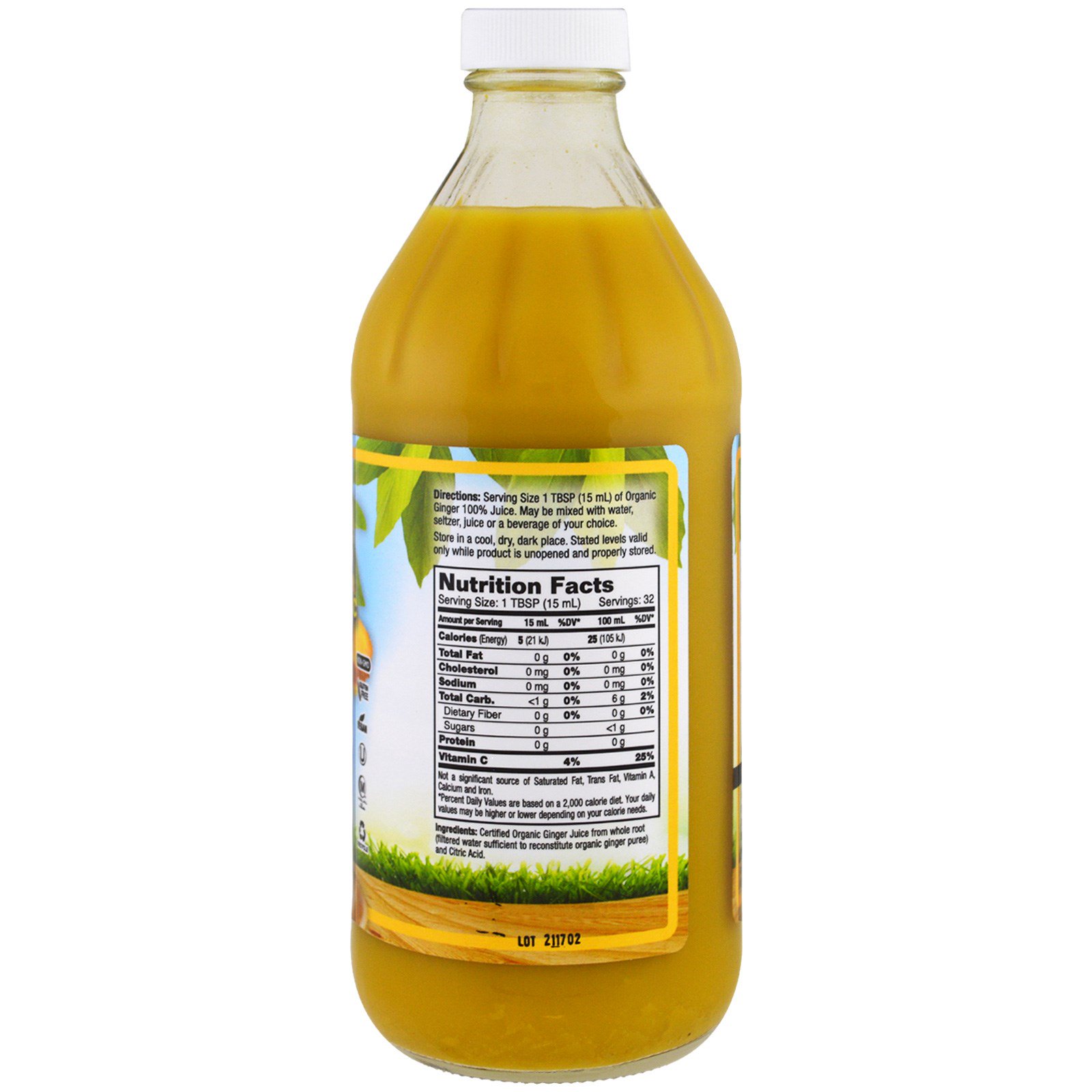 Comprar Dynamic Health Laboratories, Certified Organic Ginger, 100% Juice, Unsweetened, 16 fl oz (473 ml) - Imagem 2