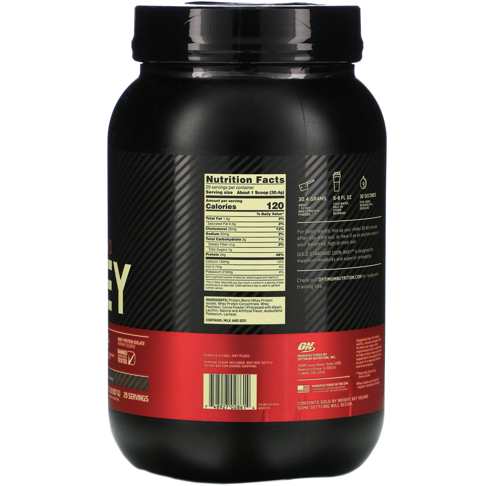 Comprar Optimum Nutrition, Gold Standard 100% Whey, Chocolate Rico Duplo, 907 g (2 lb) - Imagem 2