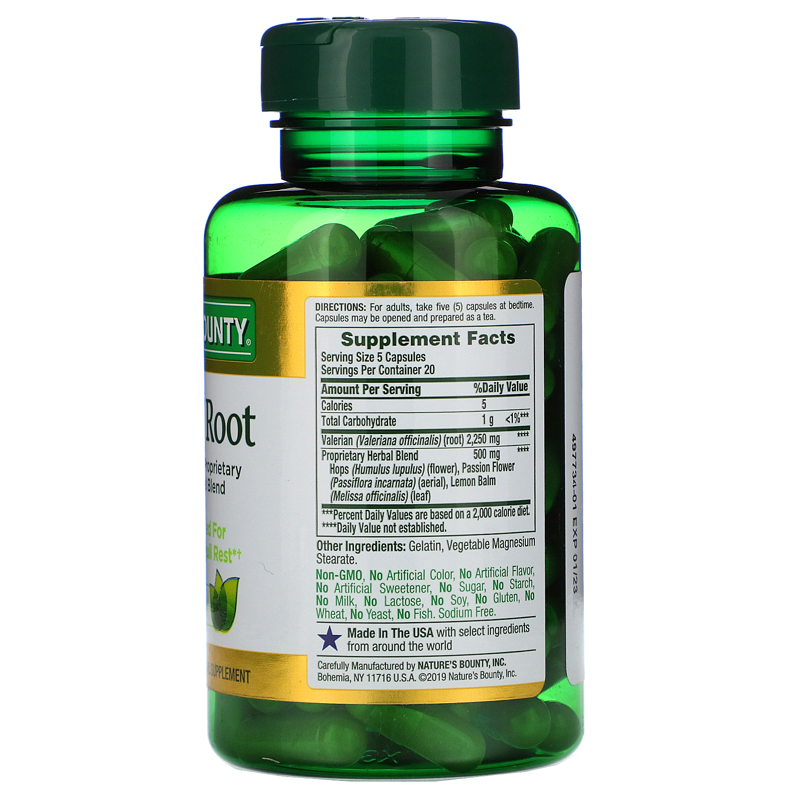Comprar Nature's Bounty, Valerian Root with Proprietary Herbal Blend, 450 mg, 100 Cápsulas - Imagem 2