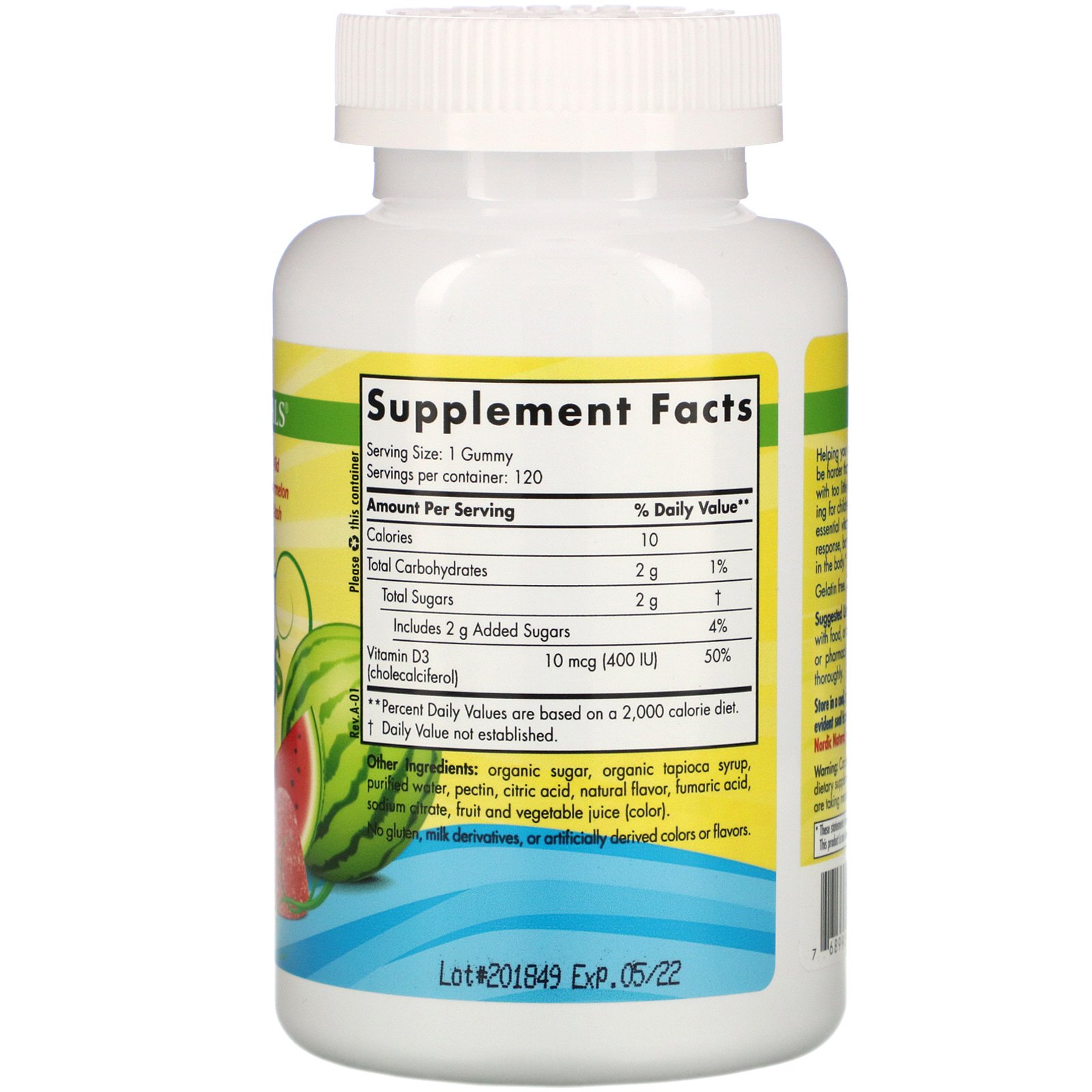 Comprar Nordic Naturals, Vitamin D3 Gummies KIDS, Wild Watermelon Splash, 400 IU, 120 Gummies - Imagem 2