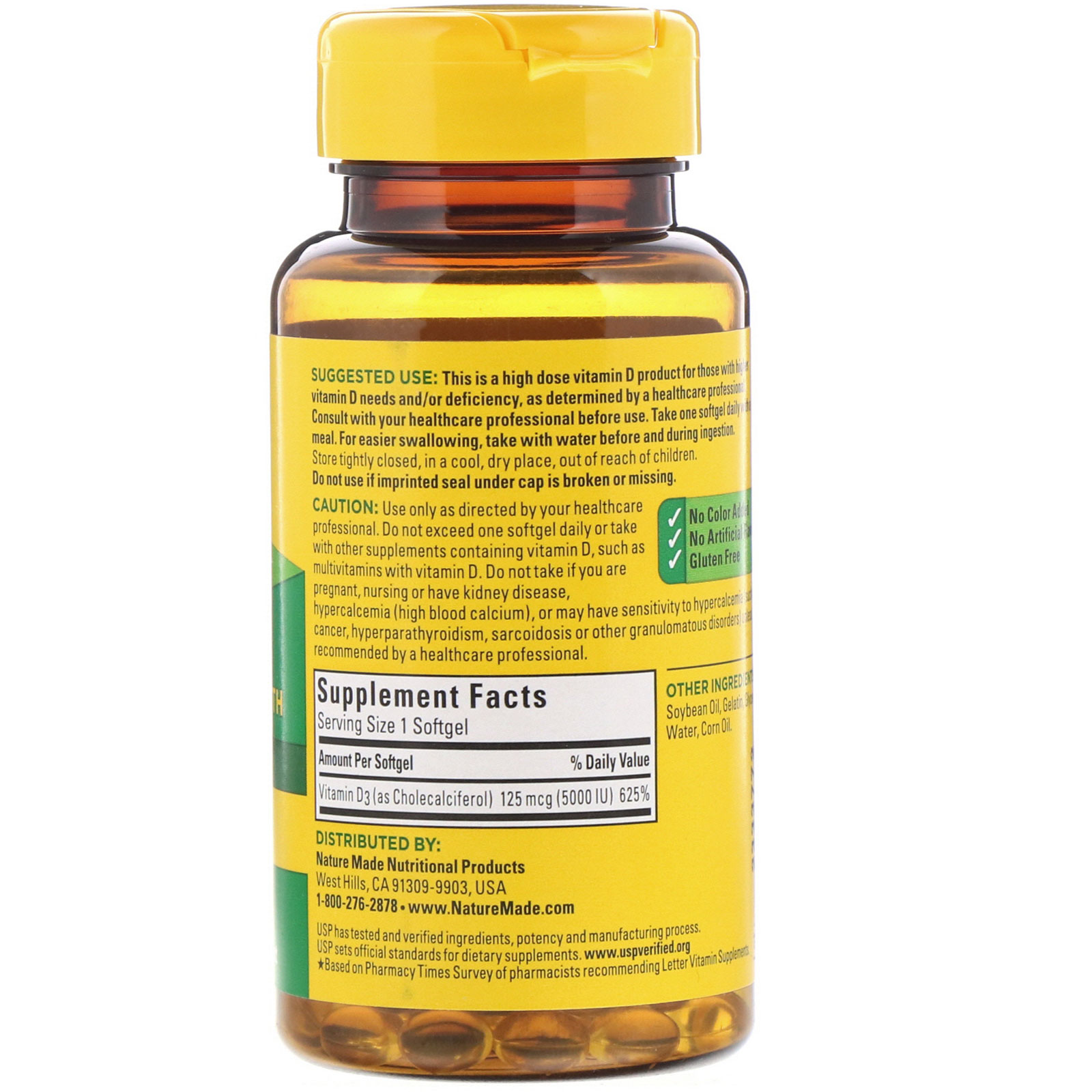 Comprar Nature Made, D3, Extra Strength, 125 mcg, 90 Softgels - Imagem 2