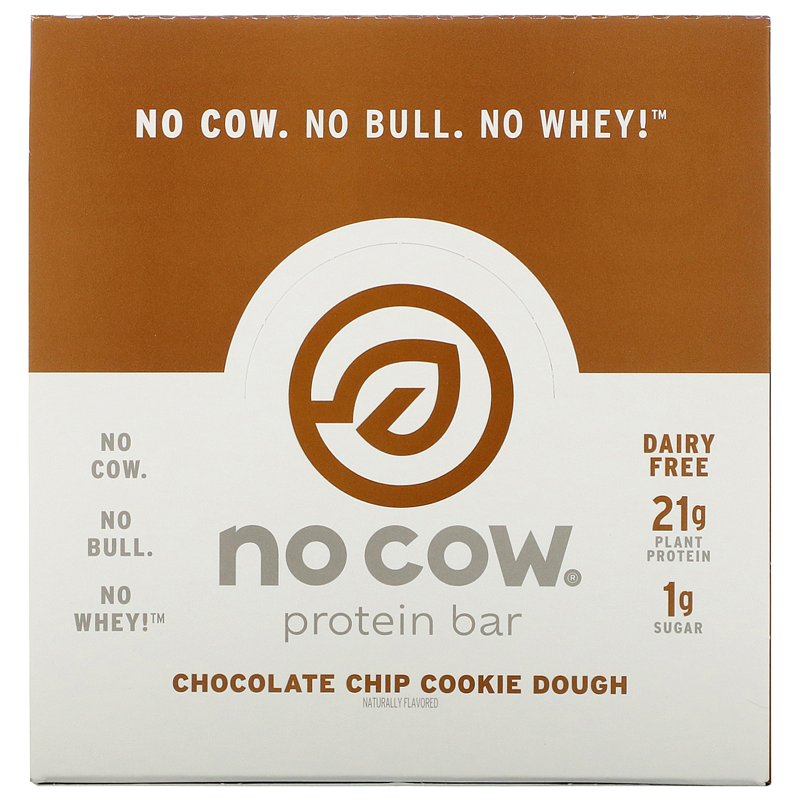 Comprar No Cow, Protein Bar, Chocolate Chip Cookie Dough, 12 Bars, 2.12 oz (60 g) Each - Imagem 2