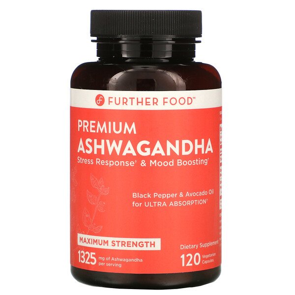 Comprar Further Food, Premium Ashwagandha, Maximum Strength, 1,325 mg, 120 Vegetarian Capsules