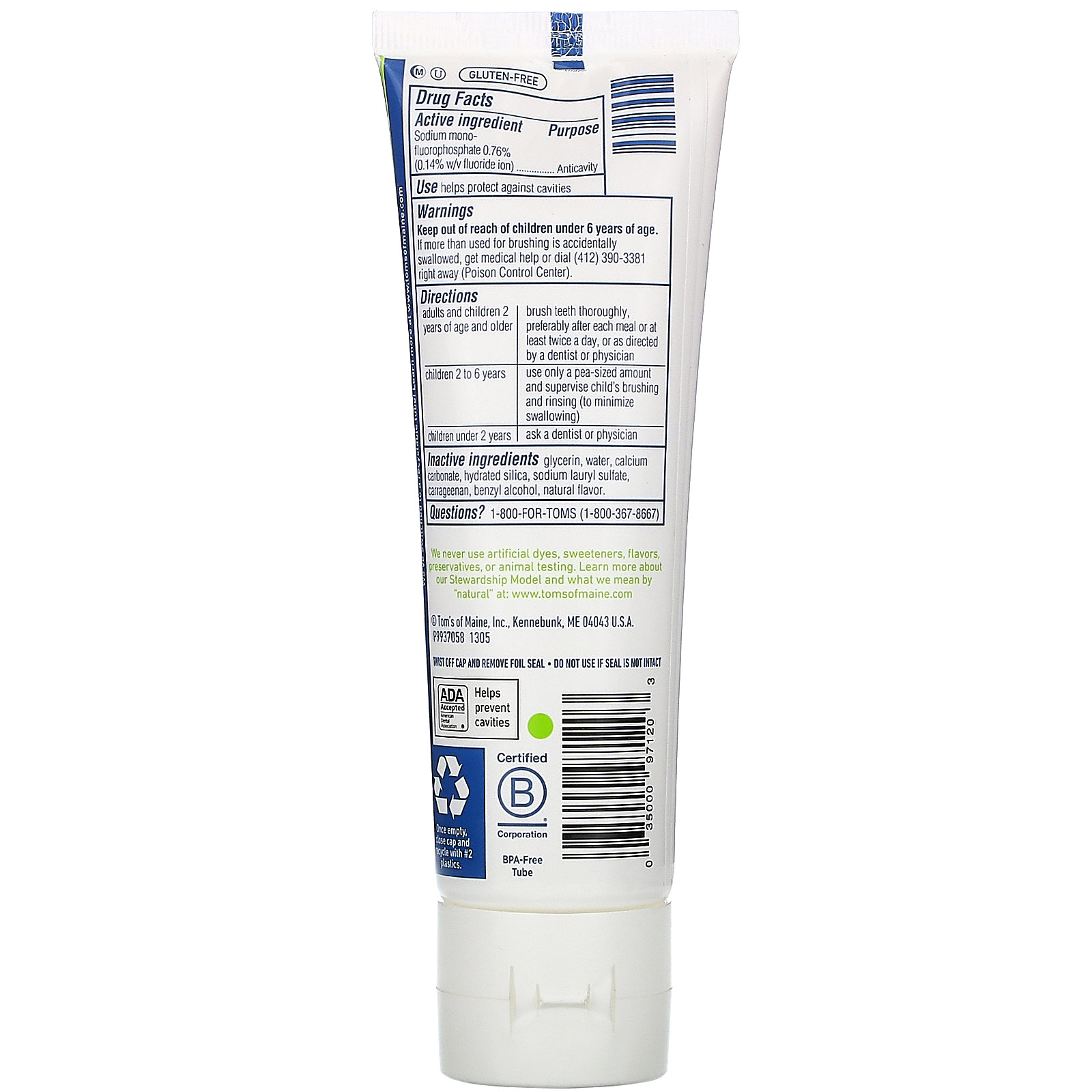 Comprar Tom's of Maine, Wicked Cool!, Natural Fluoride Toothpaste, Kids 8+, Wild Mint, 5.1 oz (144 g) - Imagem 2