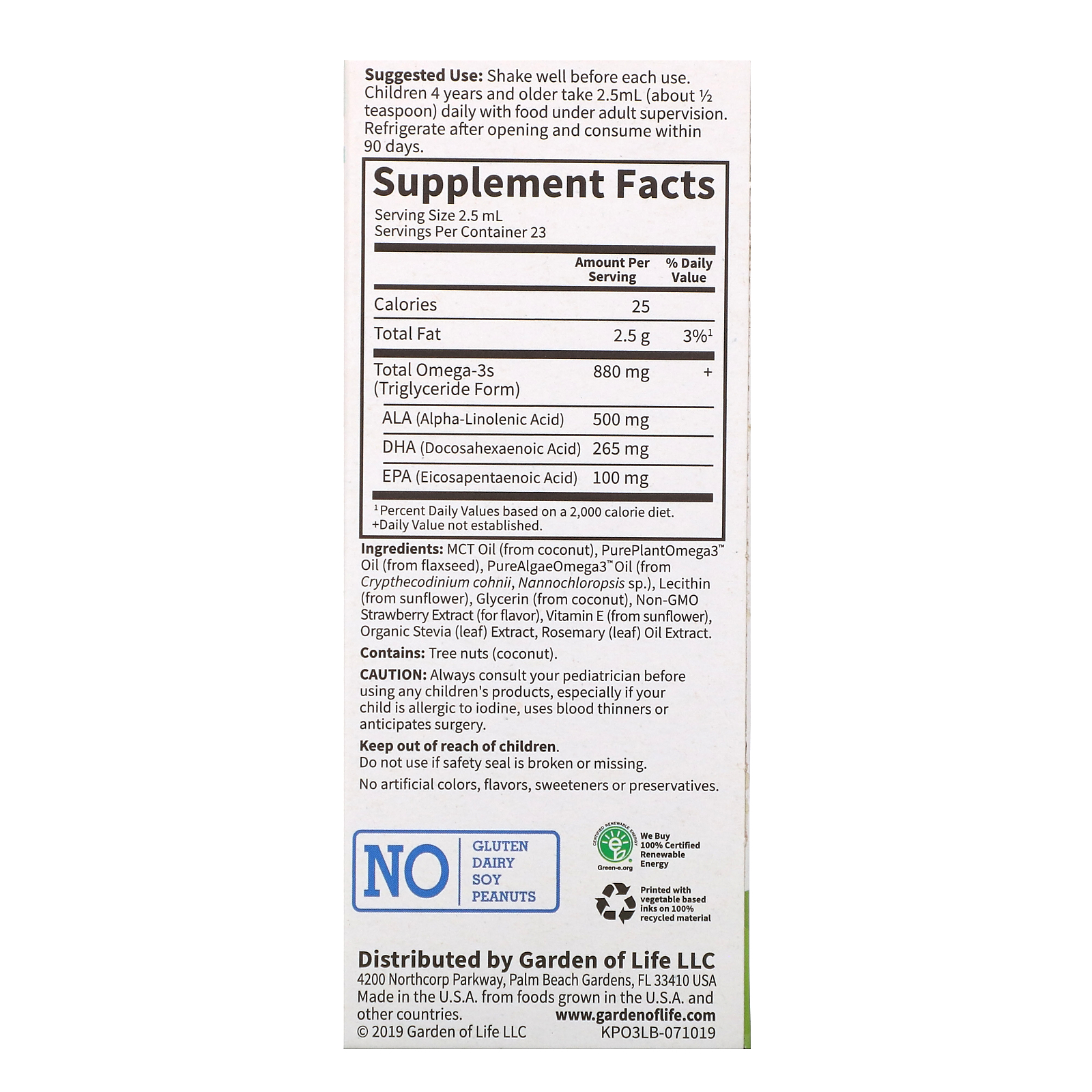 Comprar Garden of Life, Kids Plant Omega-3, Strawberry 2 fl oz (57.5 mL) Liquid - Imagem 2