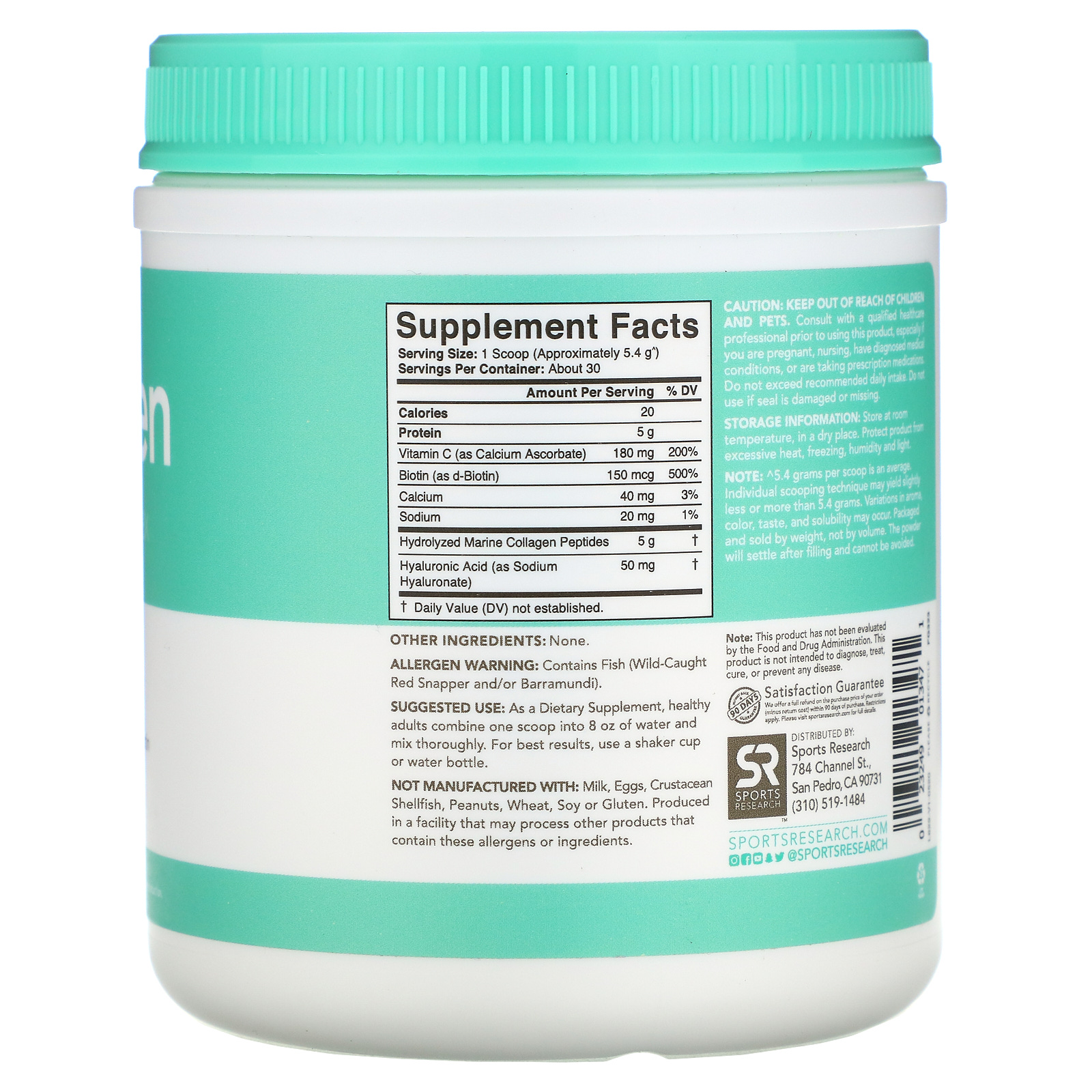 Comprar Sports Research, Collagen Beauty Complex, Marine Collagen, Unflavored, 5.75 oz (163 g) - Imagem 2