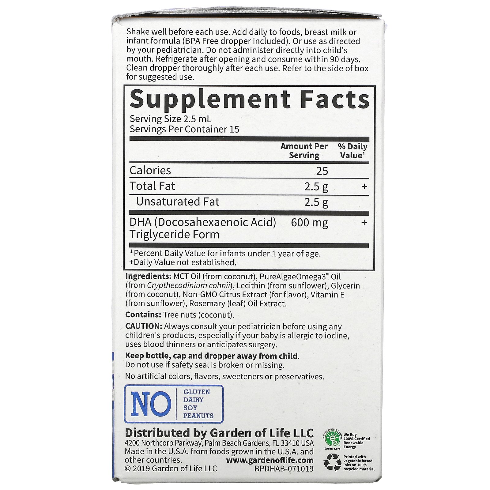 Comprar Garden of Life, Baby, Plant DHA Liquid, 1.26 fl oz ( 37.5 ml) - Imagem 2