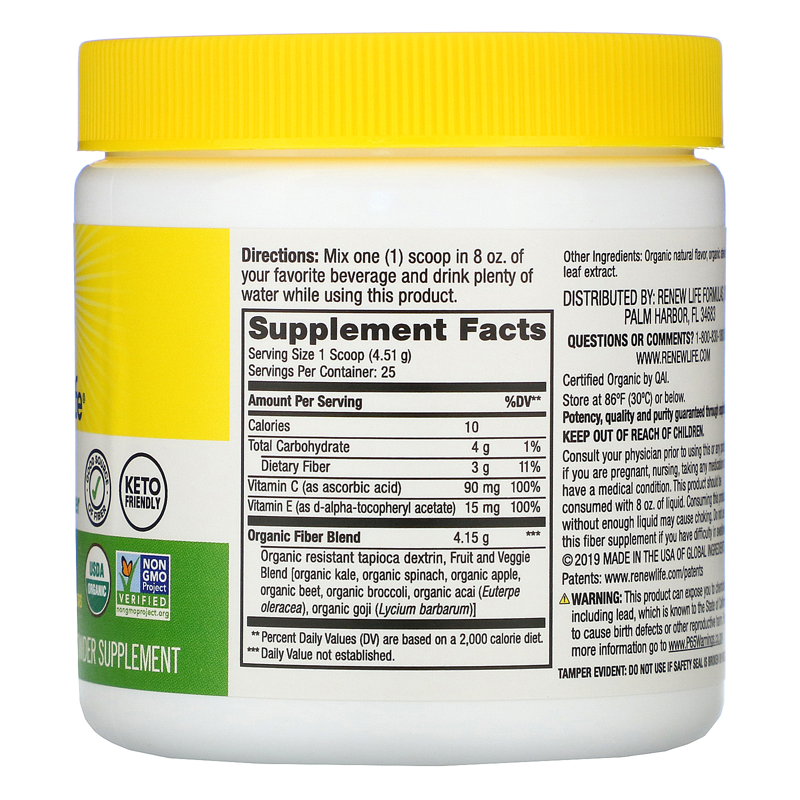 Comprar Renew Life, Superfood Organic Prebiotic Fiber, Refreshing Citrus, 3.98 oz (113 g) - Imagem 2