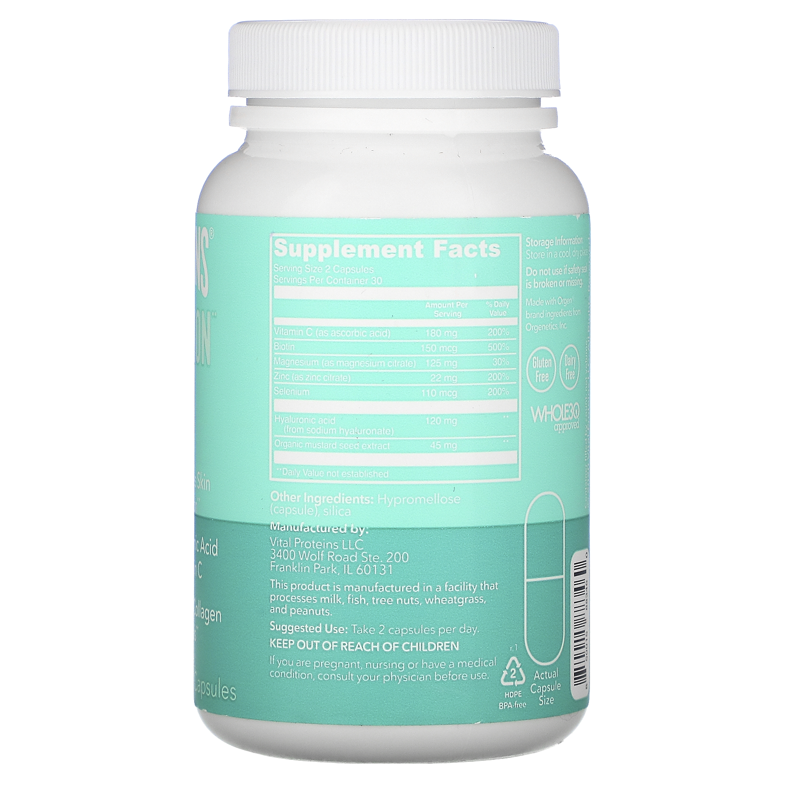 Comprar Vital Proteins, Skin Hydration Boost, 60 Capsules - Imagem 2