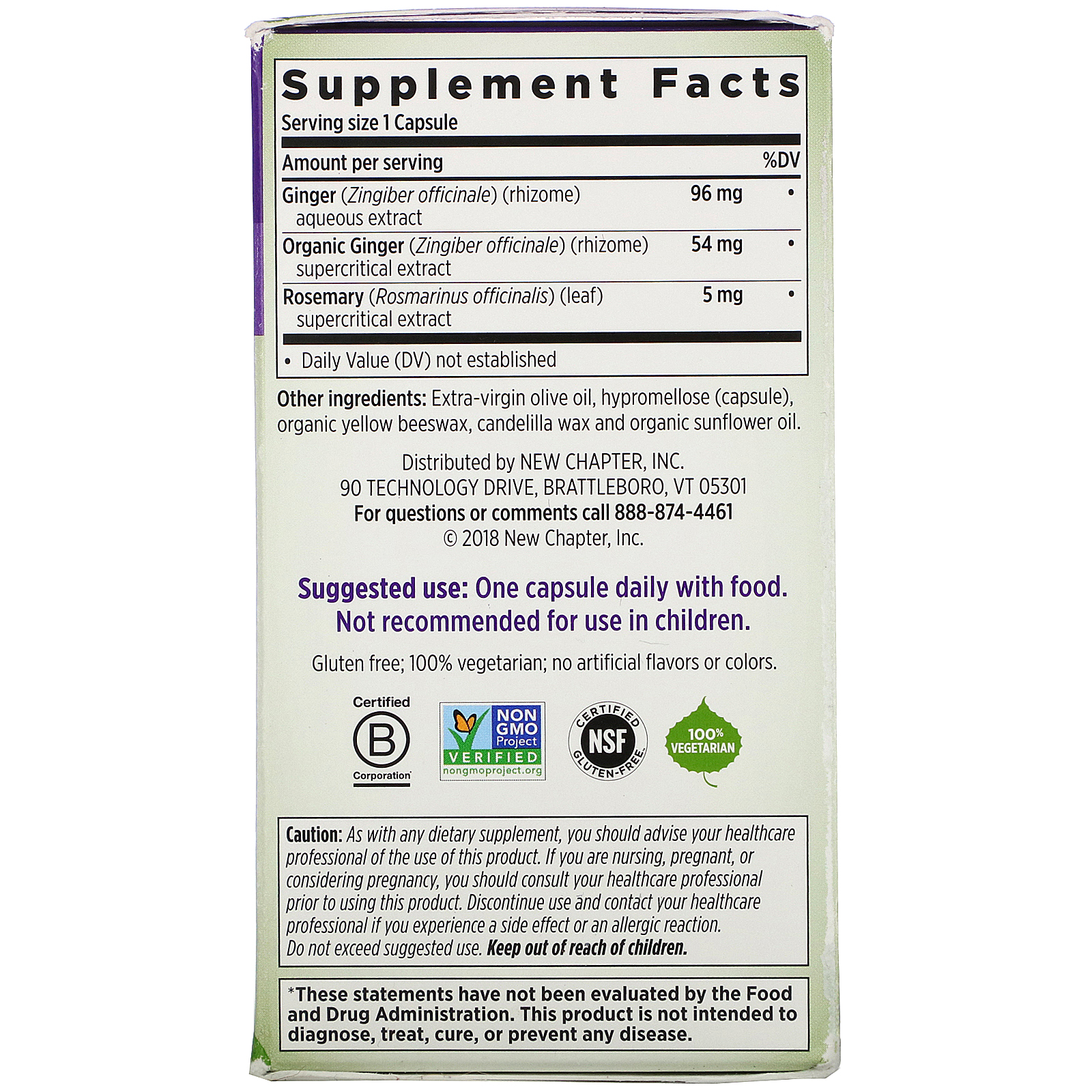 Comprar New Chapter, Ginger Force, 60 Vegetarian Capsules - Imagem 2