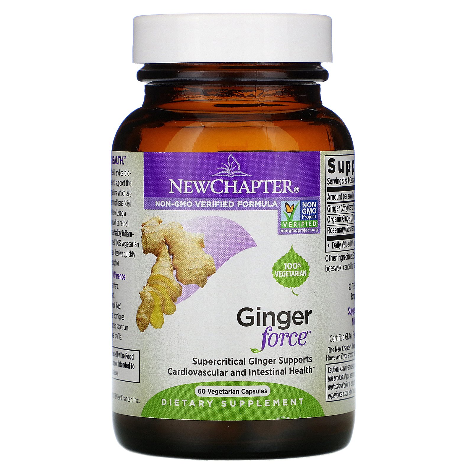 Comprar New Chapter, Ginger Force, 60 Vegetarian Capsules - Imagem 3