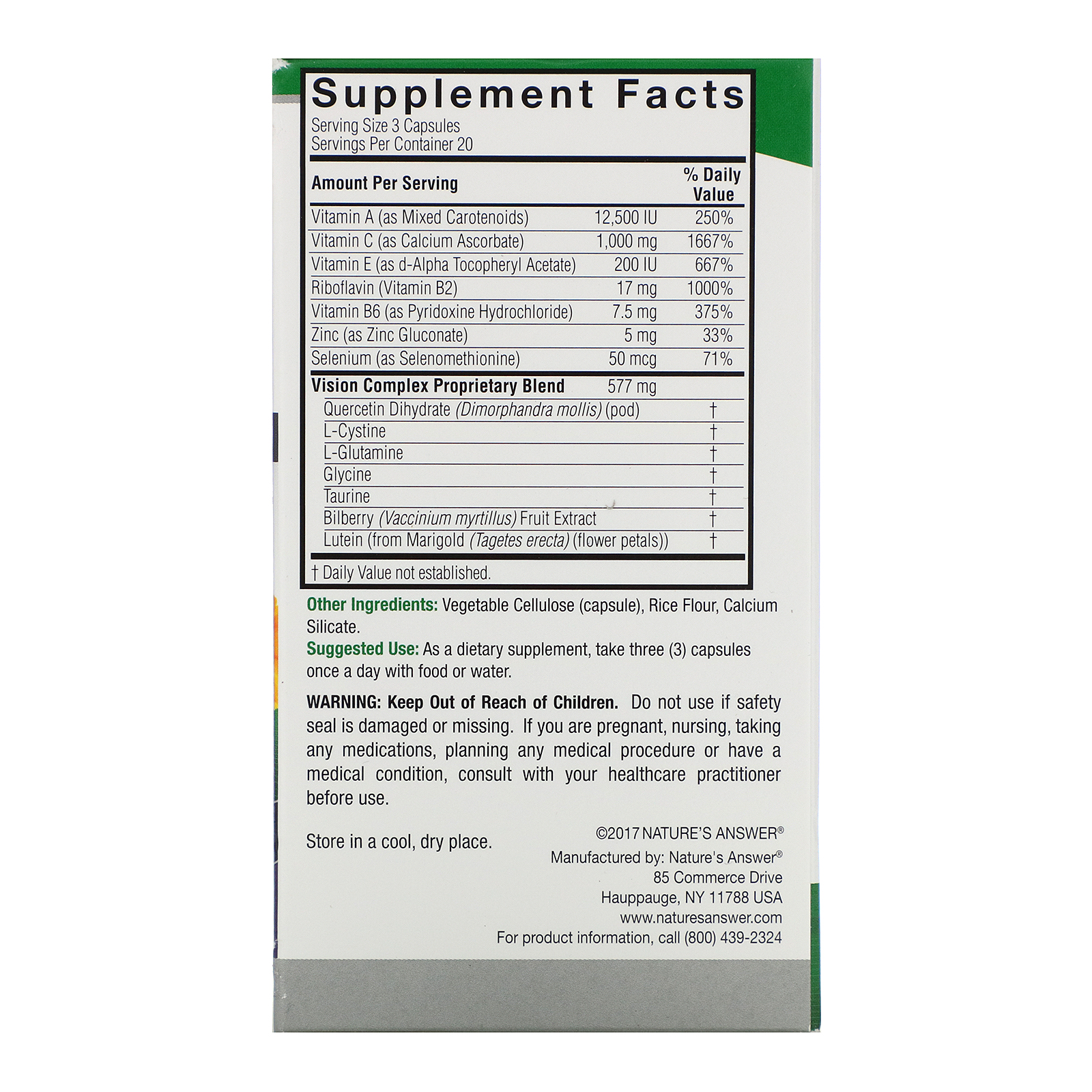 Comprar Nature's Answer, Bilberry Vision Complex, 60 Vegetarian Capsules - Imagem 2