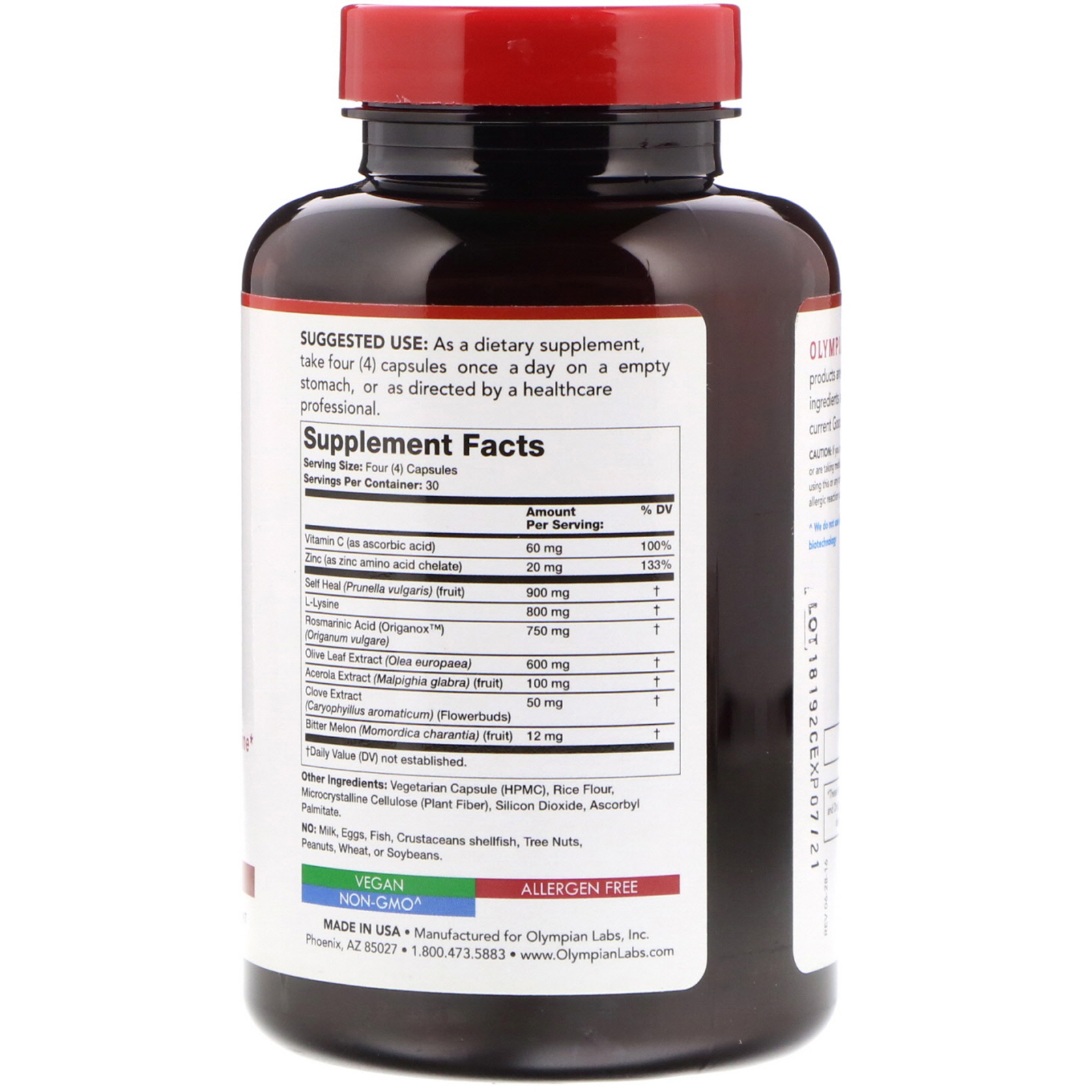Comprar Olympian Labs, Herp-Eeze, 120 Cápsulas Vegetais - Imagem 2
