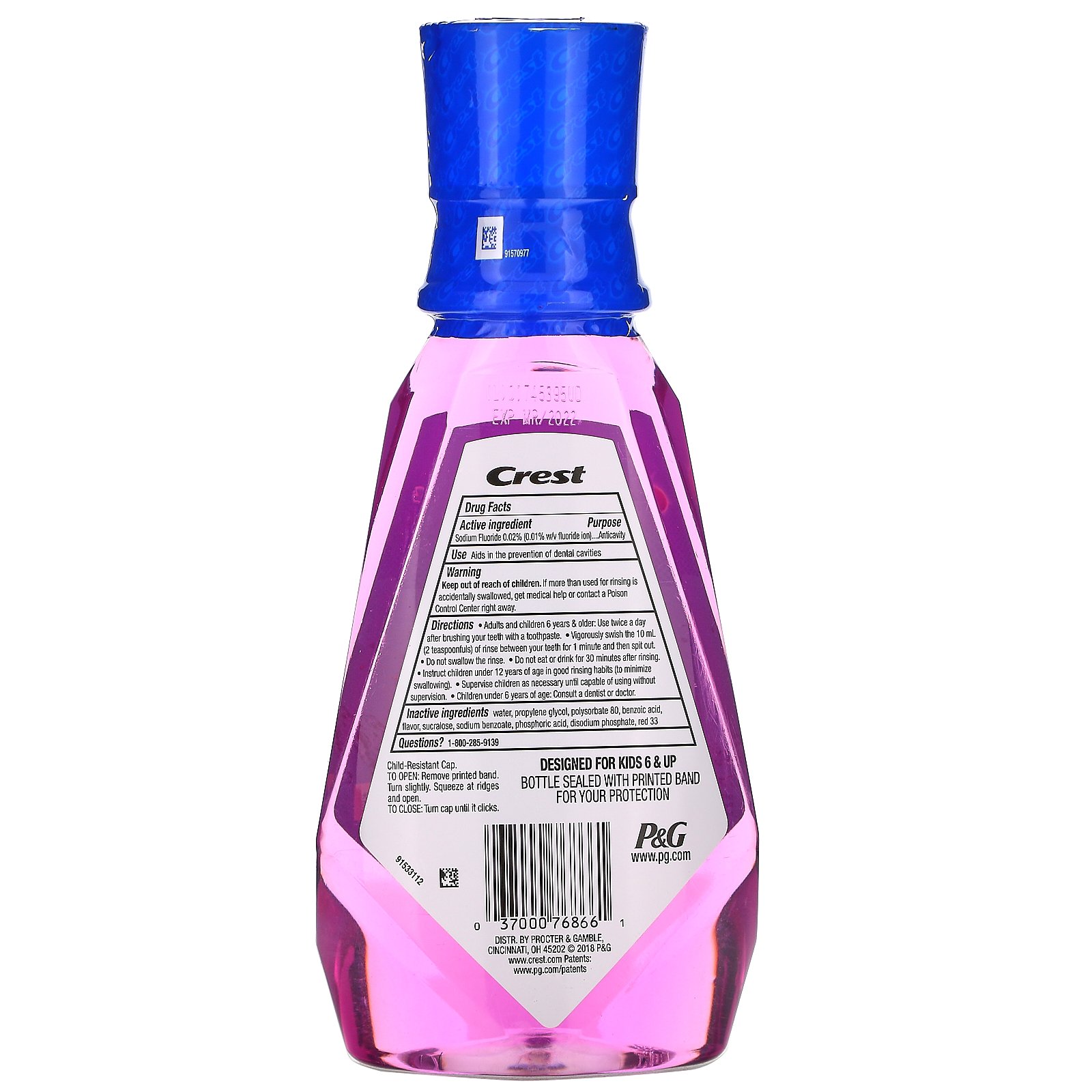 Comprar Crest, Kids, Anticavity Fluoride Rinse, Alcohol Free, For Kids 6 & Up, Strawberry Rush, 16.9 fl oz (500 ml) - Imagem 2