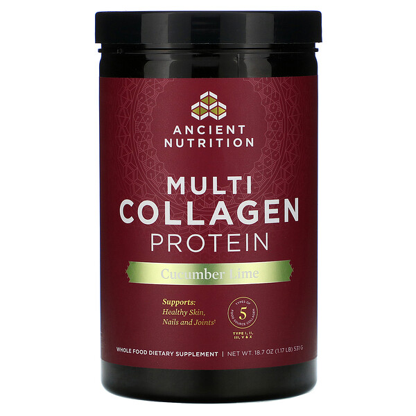 Comprar Dr. Axe / Ancient Nutrition, Multi Collagen Protein, Cucumber Lime, 1.17 lb (531 g)
