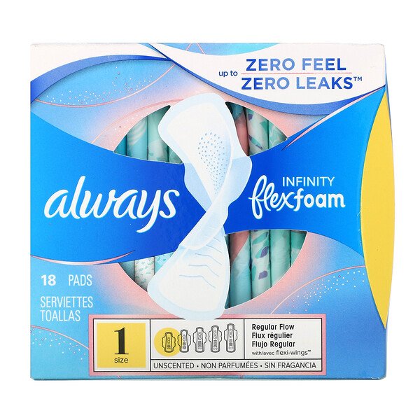 Comprar Always, Espuma Flexível Infinita com Abas, Regular, 18 Absorventes
