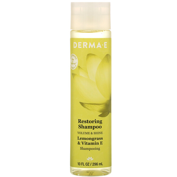 Comprar Derma E, Restoring Shampoo, Volume & Shine, Lemongrass & Vitamin E, 10 fl oz (296 ml)