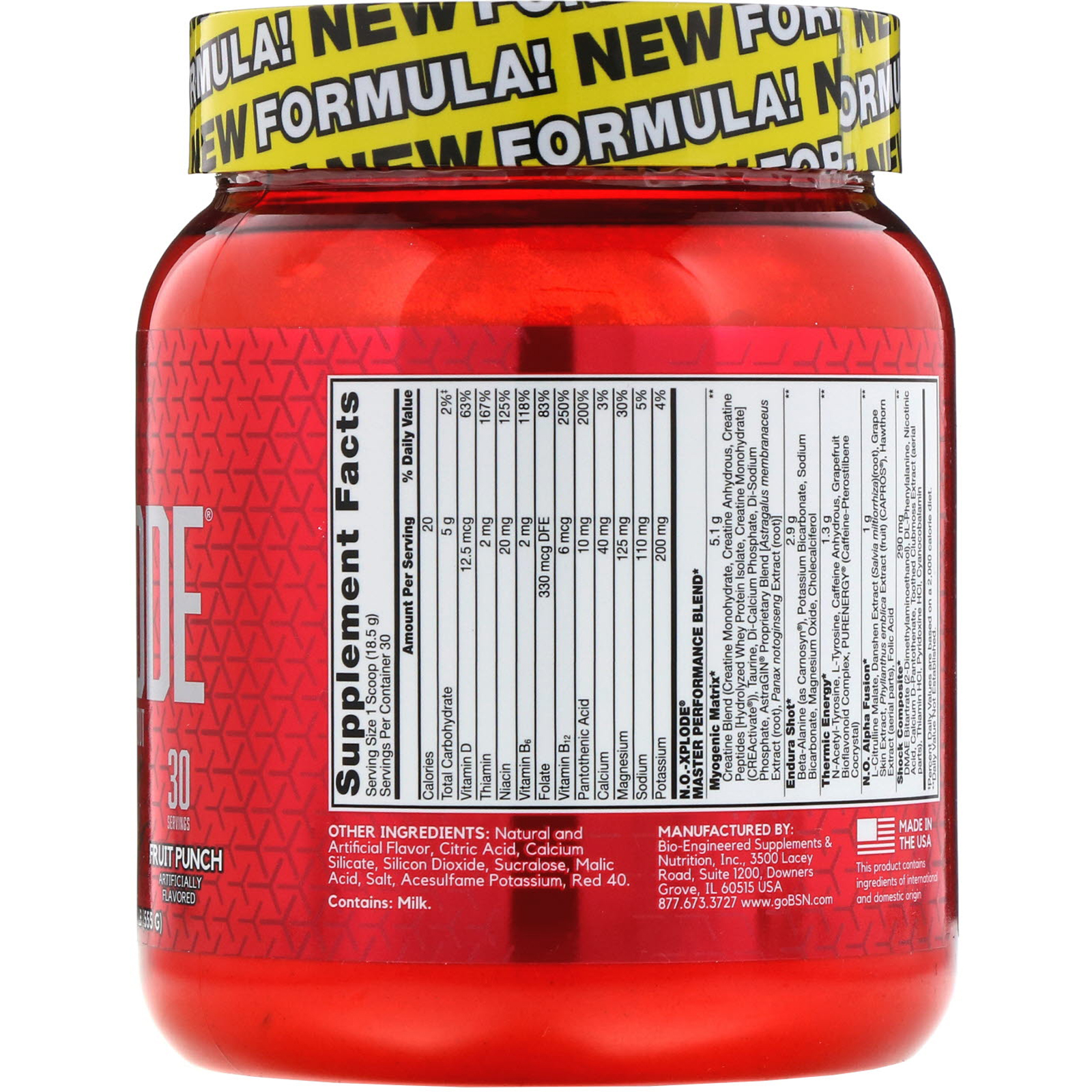 Comprar BSN, N.O.-Xplode, Pré-Treino Lendário, Ponche de Frutas, 555 g (1,22 lb) - Imagem 2