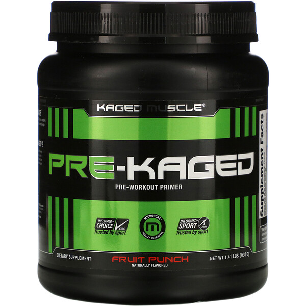 Comprar Kaged Muscle, PRE-KAGED, Pre-Workout Primer, Fruit Punch, 1.41 lbs (638 g)