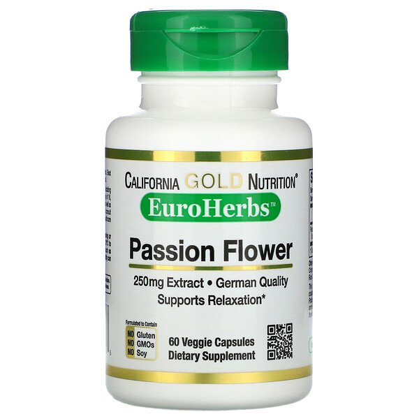 Comprar California Gold Nutrition, Flor da Paixão, EuroHerbs, 250 mg, 60 Cápsulas Vegetais