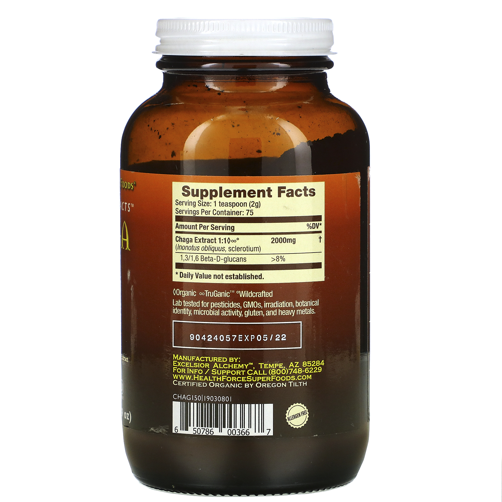 Comprar HealthForce Superfoods, Integrity Extracts, Chaga, 150 g (5.29 oz) - Imagem 2