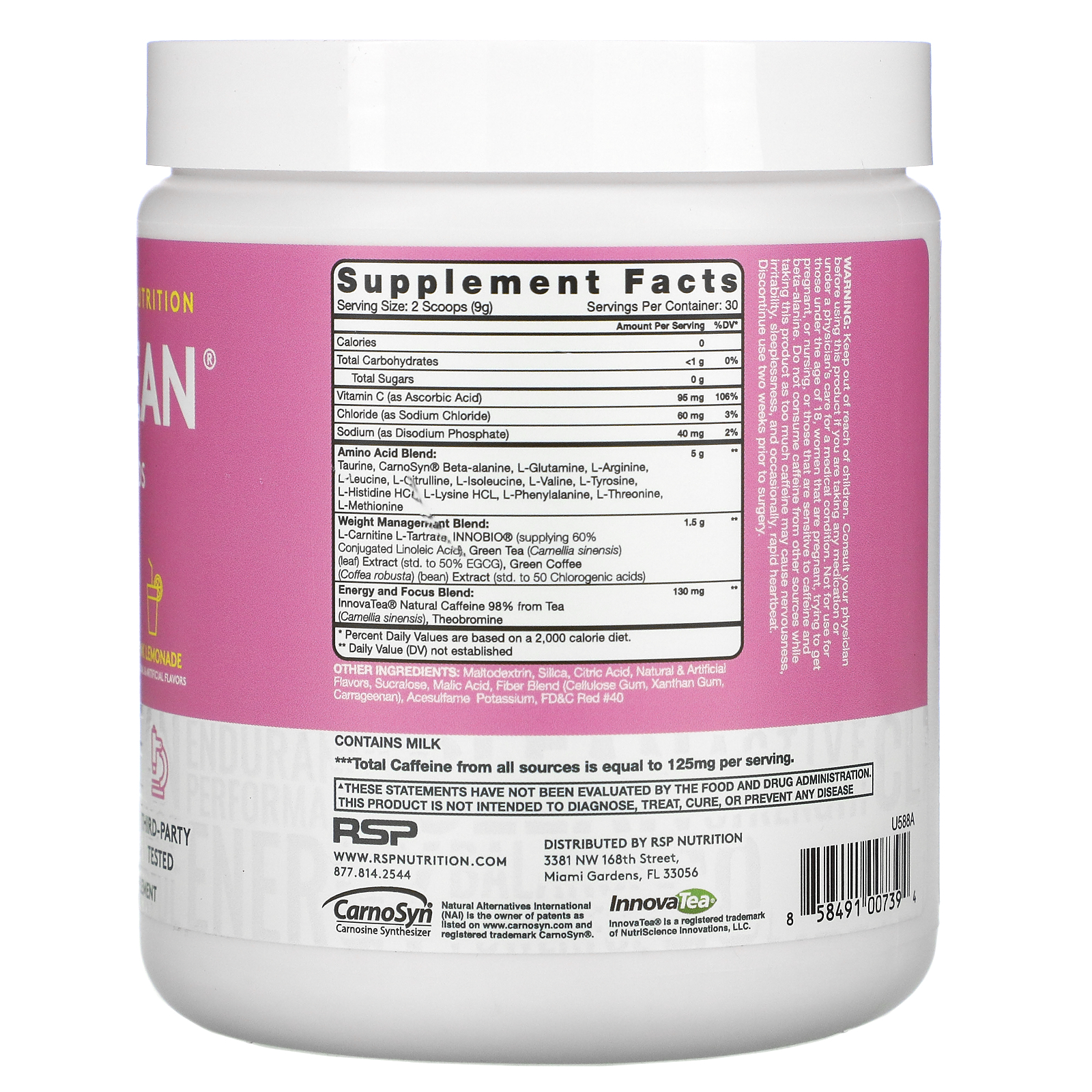 Comprar RSP Nutrition, AminoLean, Pink Lemonade, 9.52 oz (270 g) - Imagem 2