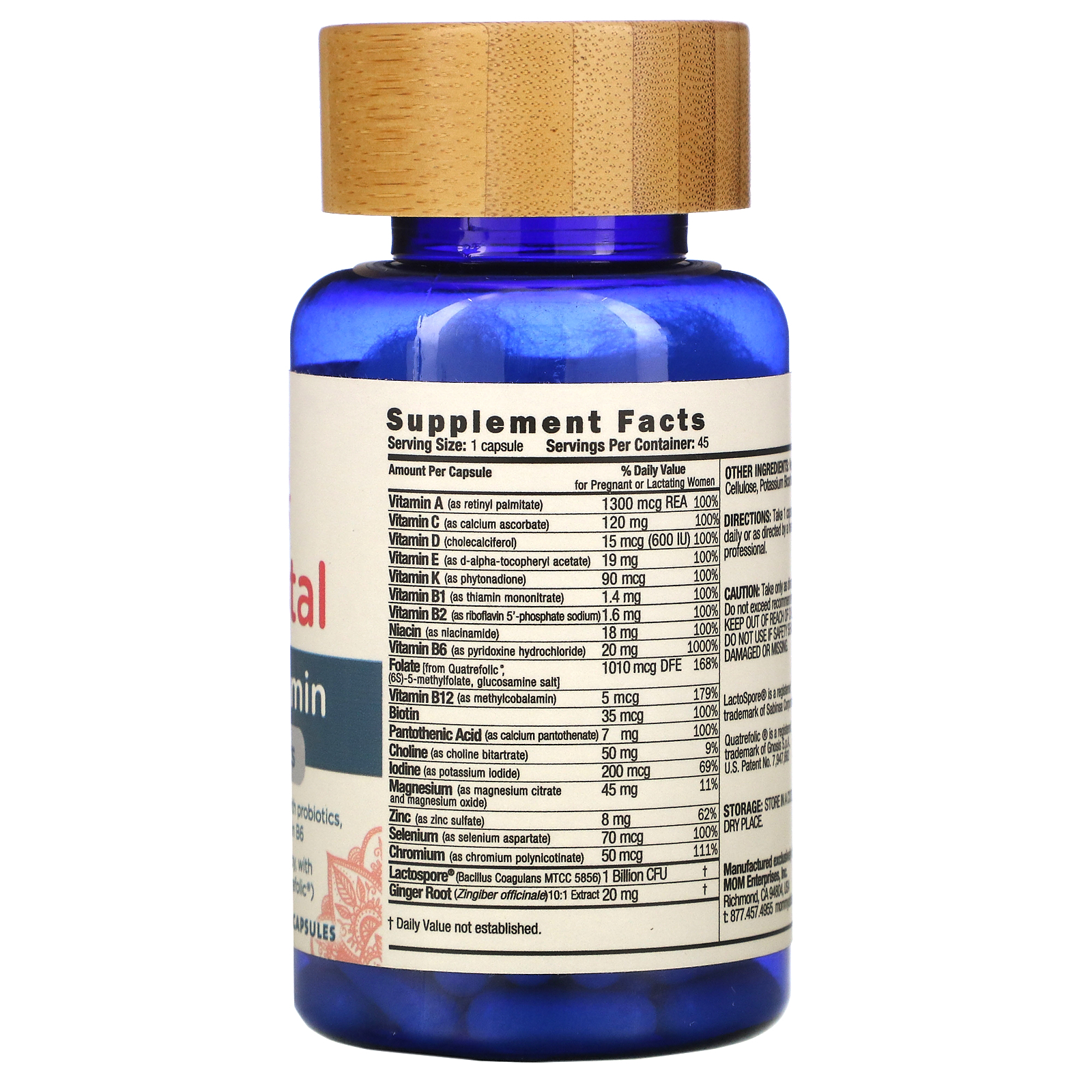 Comprar Mommy's Bliss, Prenatal Multivitamin + Probiotics, 45 Capsules - Imagem 2
