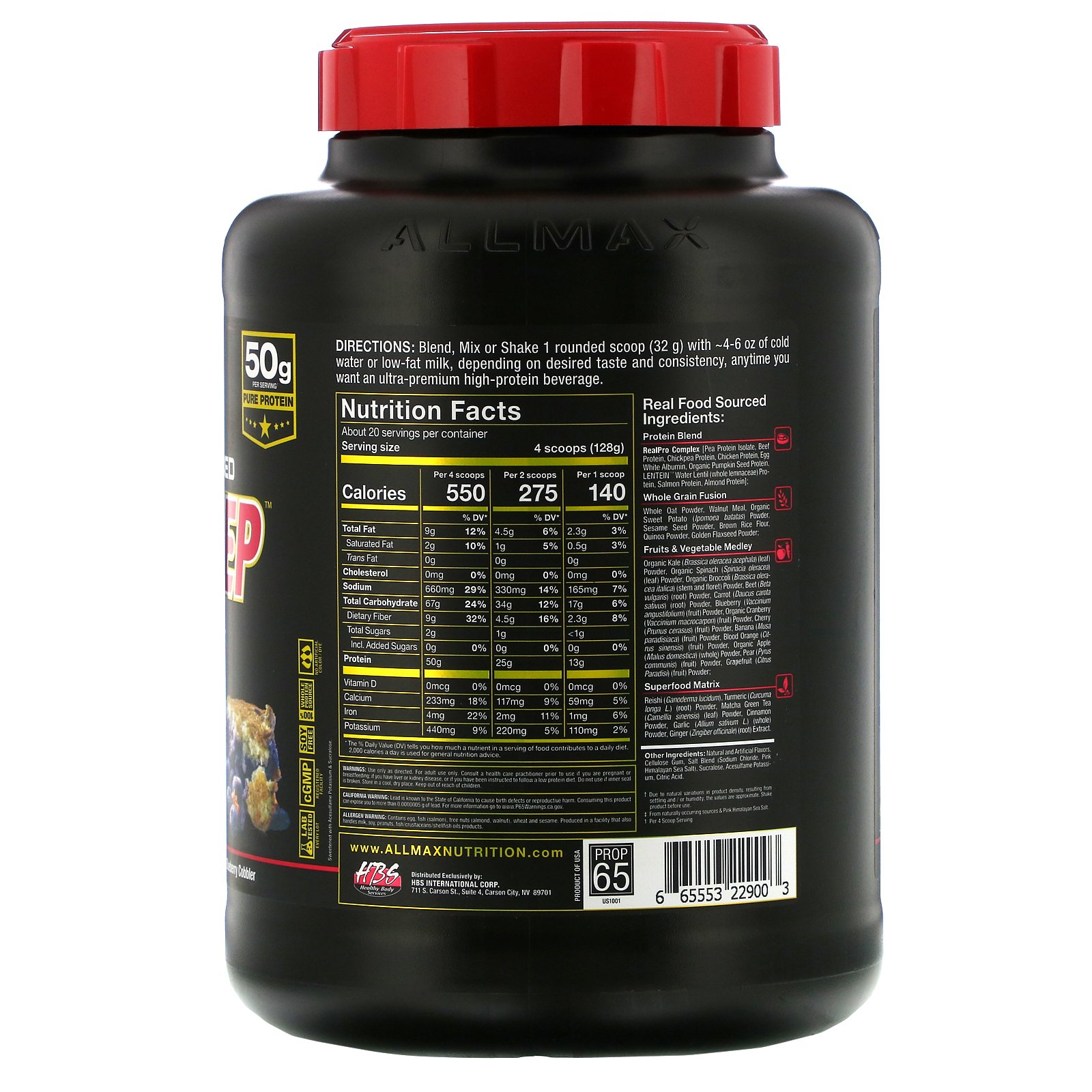 Comprar ALLMAX Nutrition, Real Food Sourced Meal Prep, All-in-One Meal, BlueBerry Cobbler, 5.6 lb (2.54 kg) - Imagem 2