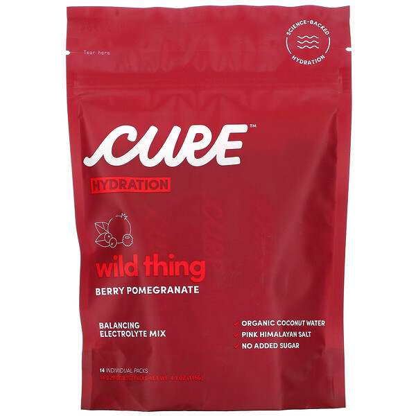 Comprar Cure Hydration, Balancing Electrolyte Mix, Wild Thing Berry Pomegranate, 14 Individual Packs, 0.29 oz (8.3 g) Each